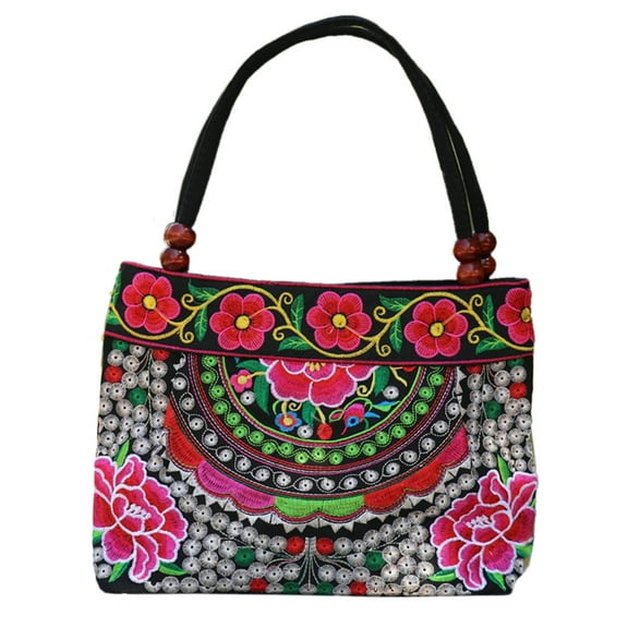 New Fashion Embroidery Women Small Handbags Floral Embroidered Lady Top-handle Bags Beading Tote Shopping Bag