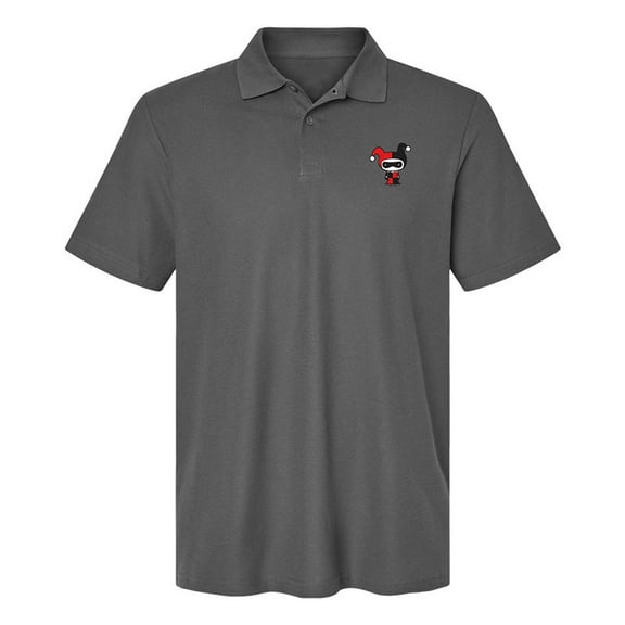 Batman Harley Quinn Cute Chibi Character Cotton Polo Shirt, Charcoal, X-Large