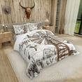 thumbnail image 2 of SUTENGDA Brown Cowhide Comforter Set Queen Black White Aztec Cow Print Bedding Set Western Farmhouse Animal Down Comforter for Kids Boys Girls Rustic Cowboy Quilt Duvet Set 2 Pillow Cases, 2 of 7