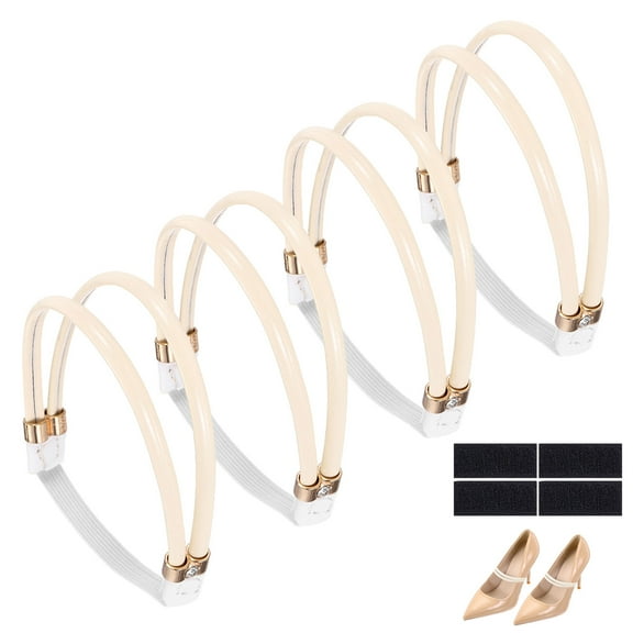 Uxcell 4 Pairs High Heels Shoe Straps, Rhinestone Elastic Shoe Straps Heels Detachable Ankle Straps Replacement Shoelace Crystal for Women Loose Slippers Sandals, Bright Beige