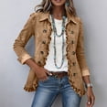 thumbnail image 7 of cocolona Jean Jacket for Women Solid Color Ruffle Open Front Denim Jacket Casual Button Down Trendy Outfits, 7 of 7