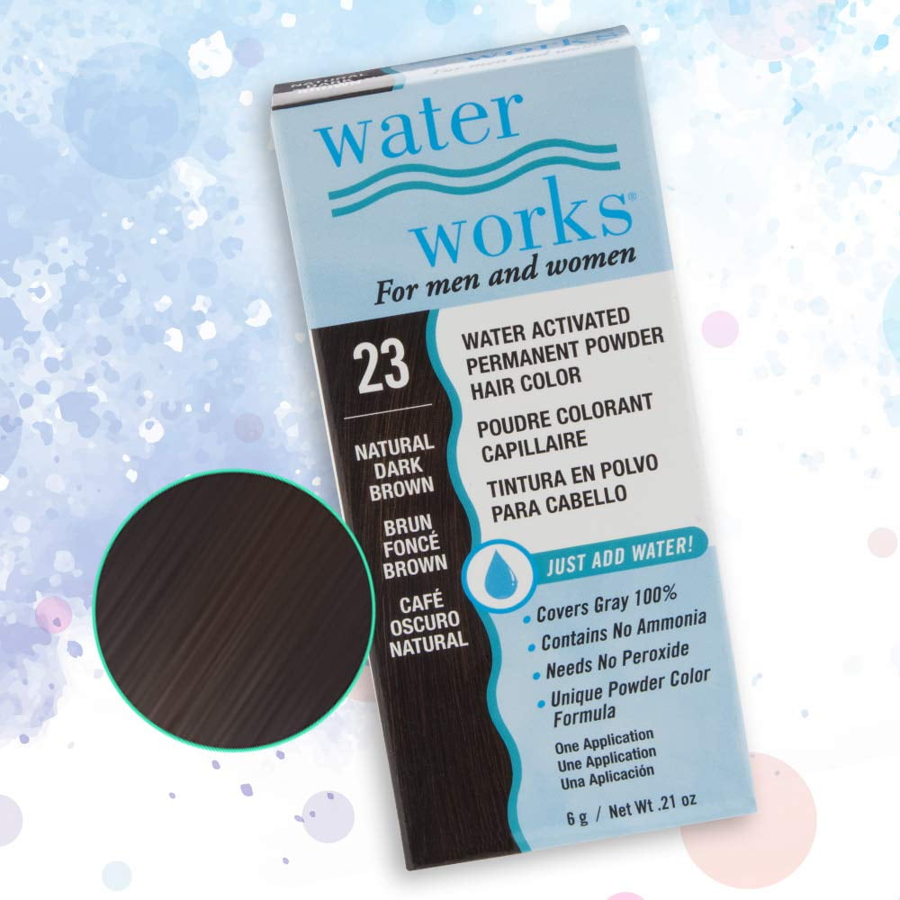 Water Works Permanent Powder Hair Color #23 Natural Dark Brown (6 Pack)