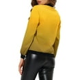 thumbnail image 3 of MODA NOVA Juniors Standing Collar Long Sleeve Full Zip up Short Bomber Jacket, 3 of 5