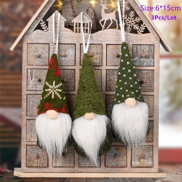 Muñecas de Ángel de gnomos de Navidad, decoraciones navideñas para el hogar, árbol de Navidad, colgante de madera, regalos de Año Nuevo 2023, 3 piezas por juego, 2024