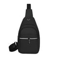 thumbnail image 2 of Bolso Bandolera Tipo Pecho | Tela Oxford Negra | Correa Ajustable y Orificio para Auriculares | Ligero y Versátil | 30 X 17 X 6 Cm | 1 Unidad, 2 of 6
