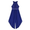 thumbnail image 4 of LiiYii Kids Girls Halter Sleeveless Romper Gowns Wedding Junior Bridesmaid Dress Flower Girl Dress Royal Blue 10, 4 of 5