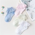 thumbnail image 1 of 3 Pairs/lot Breathable Cotton Lace Ruffle Princess Mesh Socks Children Ankle Short Sock White Pink Blue Baby Girls Kids ToddlerMULTI2 to 3 y 13 to 15cm He Qiyong unisex, 1 of 1
