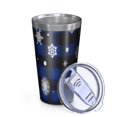 thumbnail image 2 of 16oz Tumblers Blue Christmas Snowflake Pattern Stainless Steel Vacuum Insulated Double Wall Travel Tumbler Cups Mug with Lid and Straw,Cleaning Brush for Coffee,Tea, 2 of 4