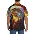 thumbnail image 3 of KLL Geometric American Bald Eagle Print Men's Shirt Short Sleeve Button Down Summer Cuba Beach Shirts- 3X-Large, 3 of 5