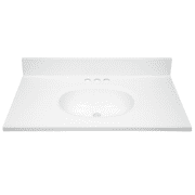 Design House Cultured Marble 37 x 19 Single Bowl Vanity Top with Backsplash and Centerset Mount, White