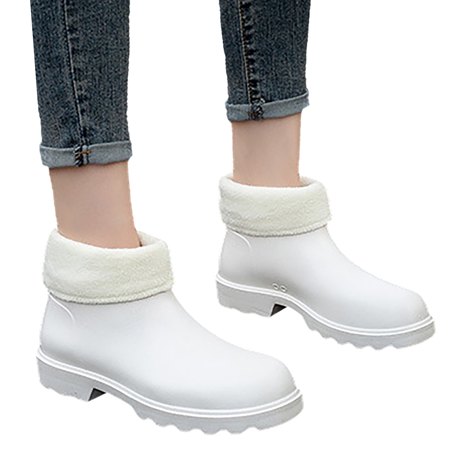 EHQJNJ Rain Boots for Women Wide Calf 2024 New Korean Edition Anti and Durable Detachable Plush Eva Light Sole Rainshoes and Rainboots Tall Rain Boots for Women Rain Boots Women Tall
