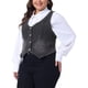 thumbnail image 4 of Chalecos de mezclilla para mujeres de tallas grandes Agnes Orinda, tops sin mangas, chaqueta casual de botón, 1X gris, 4 of 6