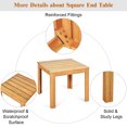 thumbnail image 3 of Outdoor Wooden Square Table Patio Bistro Coffee End Table Natural, 3 of 4