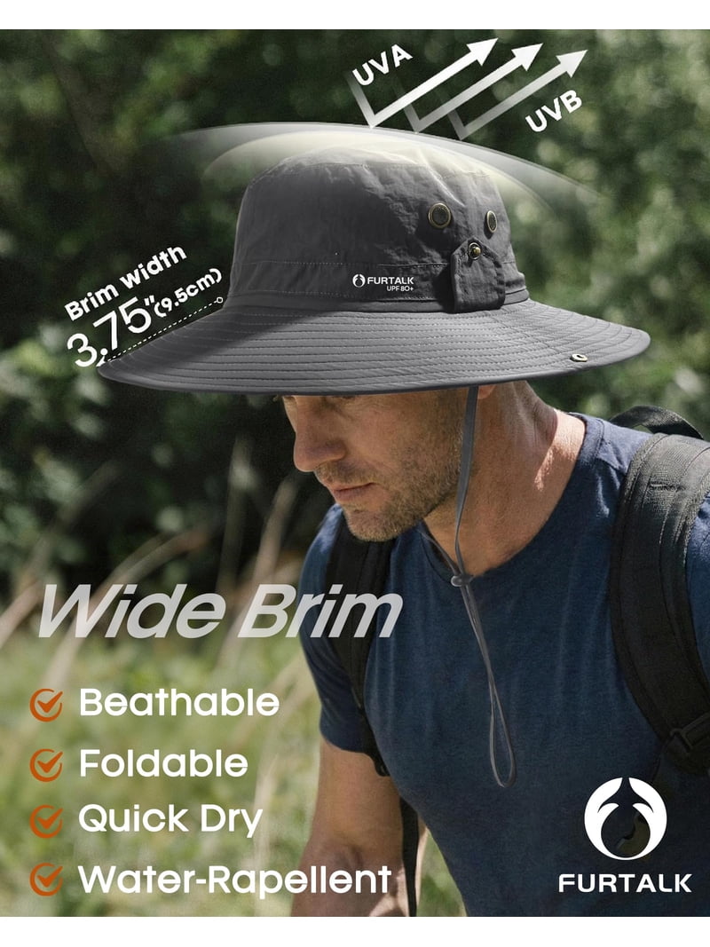 FURTALK, Sun Hats for Men, Wide Brim, UPF 50+, Foldable 