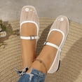 thumbnail image 4 of Miluxas Women's Mesh Ballet Flats Comfortable Dressy Trendy Square Closed Toe Mary Jane Flat Shoes Beige 7(39), 4 of 9