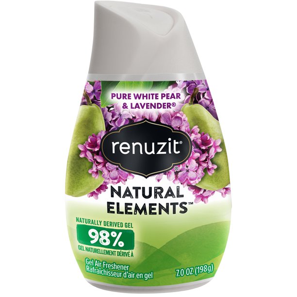 Renuzit Natural Elements Gel Air Freshener, Pure White Pear & Lavender