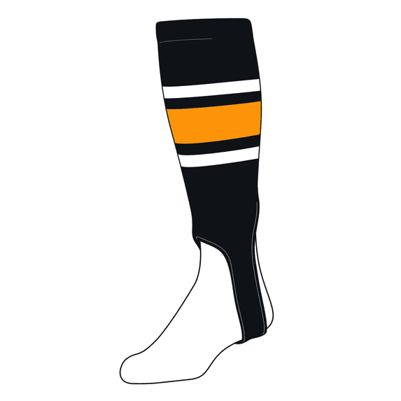 TCK Baseball Stirrups Small/Youth (100E, 4in) Black, White, Dk Gold
