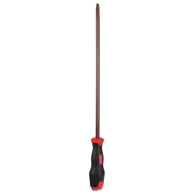 Destornillador plano Uxcell SL8 de 16.93" Destornilladores magnéticos de 5.12" de acero aleado S2 tratado térmicamente con mango ergonómico para reparaciones de bricolaje, marrón rojo