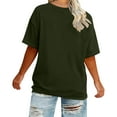 thumbnail image 5 of Womens Tops Plus Size Blouses for Women Round Neck Short-sleeve Casual T-shirt Tunic Tops Basic Shirt, 5 of 6