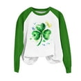 thumbnail image 5 of Saint Patricks Day Outfit Women Green Raglan Shirt Long Sleeve Shamrock Heart Print Shirts Crewneck Pullover Tops Irish Sweatshirt, 5 of 5
