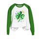 thumbnail image 5 of Ounisa St. Patrick's Day Sweatshirt for Women Clover Graphic T-Shirts Patty's Day Color Raglan Sleeve Tee Tops, 5 of 5