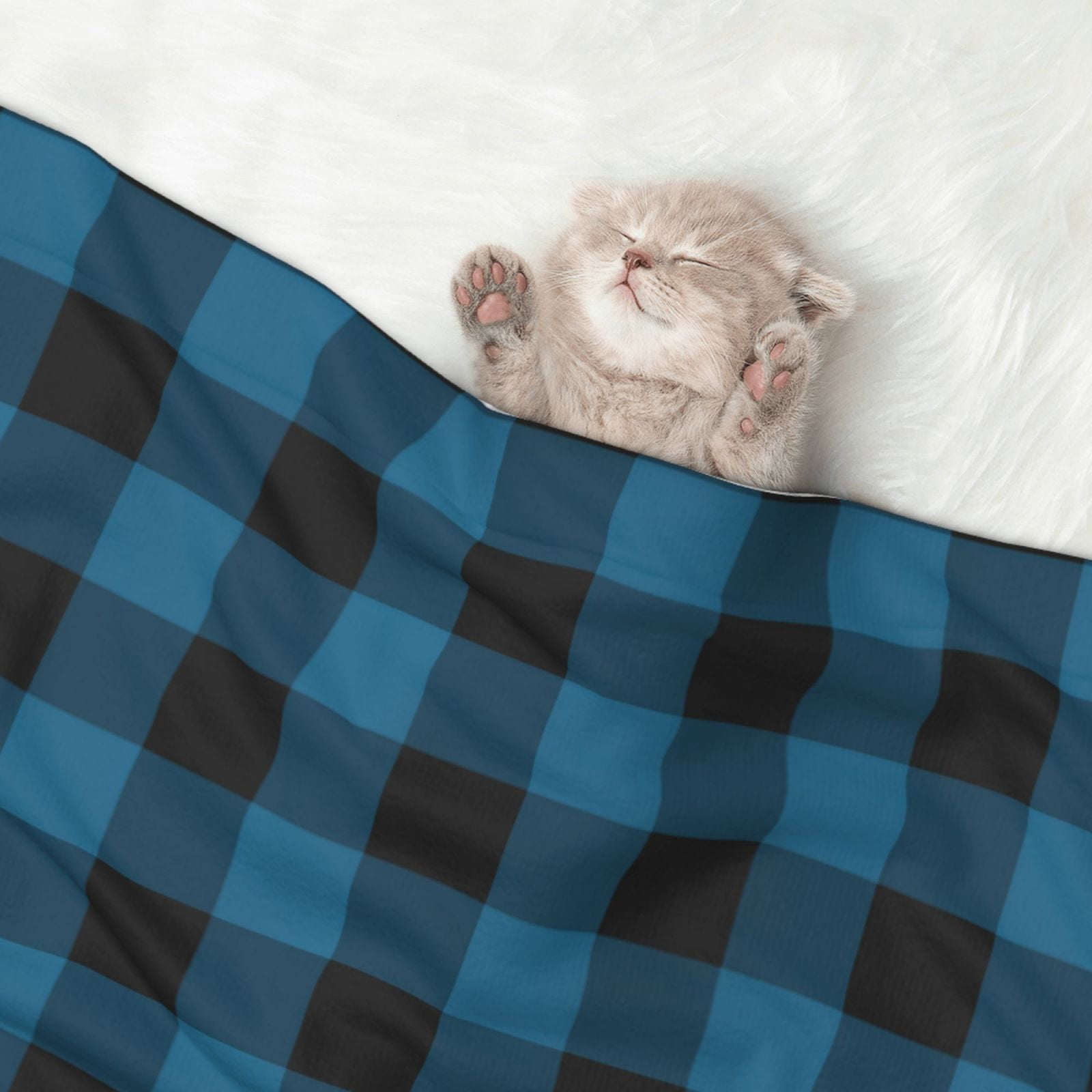 Naloa Blue Black Plaid Dog Blanket, 3 Sizes Cat Blanket for Indoor Cats Large Medium Small Dog Gifts-Small