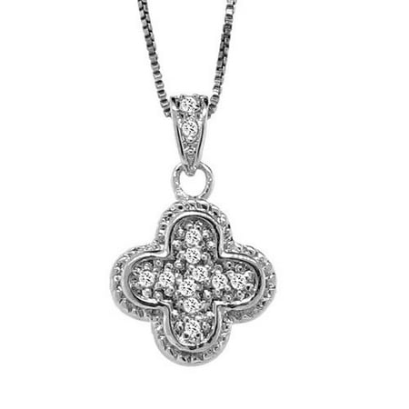 Moise Sterling Silver Diamond Clover Necklace