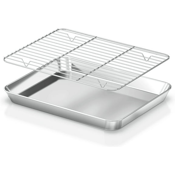 Stainless Steel Baking Tray Cooling Rack Set Grid Baking Tray Wire Rack Square Tray Removable Kitchen Tool