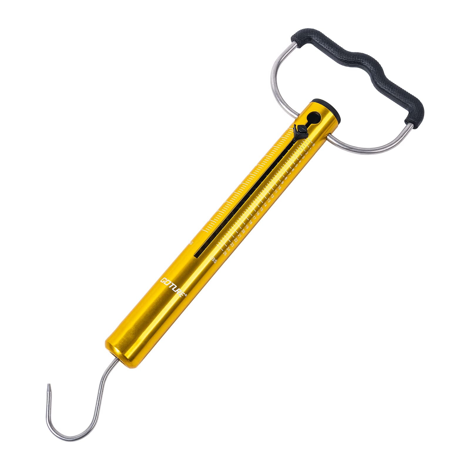 GOTURE Aluminum Tubular Spring Scale, Tube Fishing Scale, Hanging Spring Scales with Hook 25LB