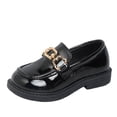 thumbnail image 2 of Gpaecead Girls Vintage Metal Chain Loafers Patent Leather Soft Sole Non Slip Princess Dress Shoes For School, Black, 2 of 7