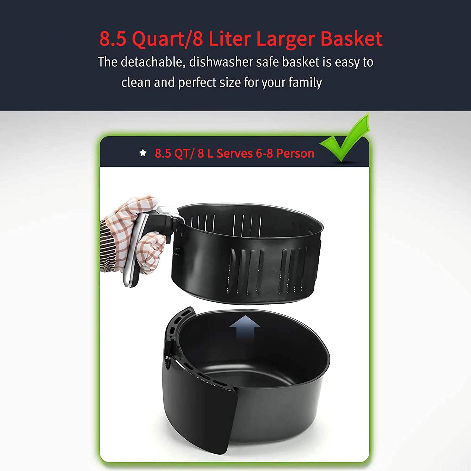 Ultrean Large Air Fryer 8.5 Quart Black 608004579241