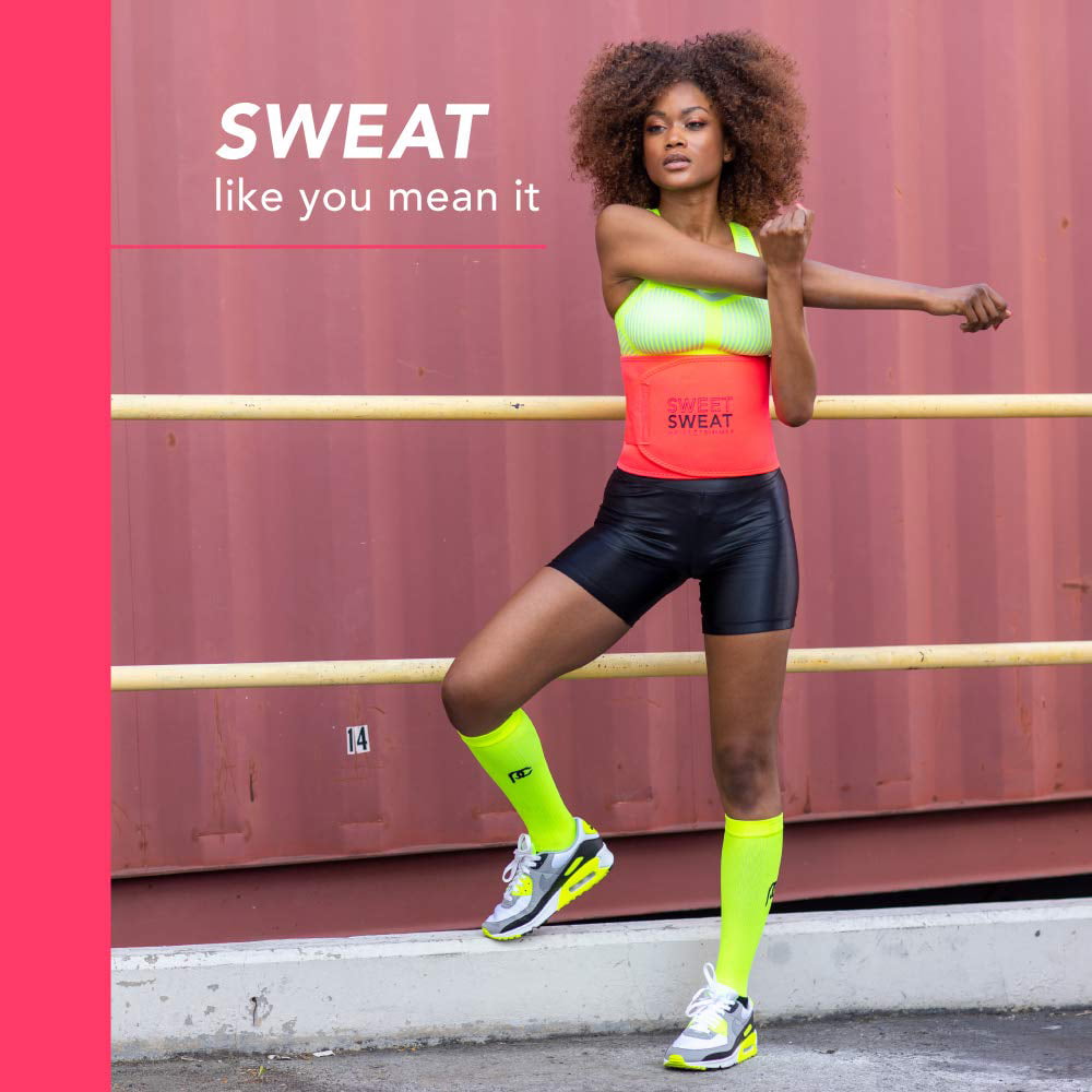 Premium Sweet Sweat 'Pro-Series' Waist Trimmer (Pink)  Waist Trainer Belt  with Adjustable Velcro Straps for better Back Support + Tighter Cinch  (Medium - Large) 
