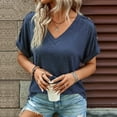 thumbnail image 3 of SNKSDGM Women's Plus Casual Easter Shirts Spring Tops for Women 2025 Trendy Women's Solid V Neck Buttoned Casual Short Sleeve T Shirt Top Fashion Front Spring Tops for Women 2025, 3 of 6