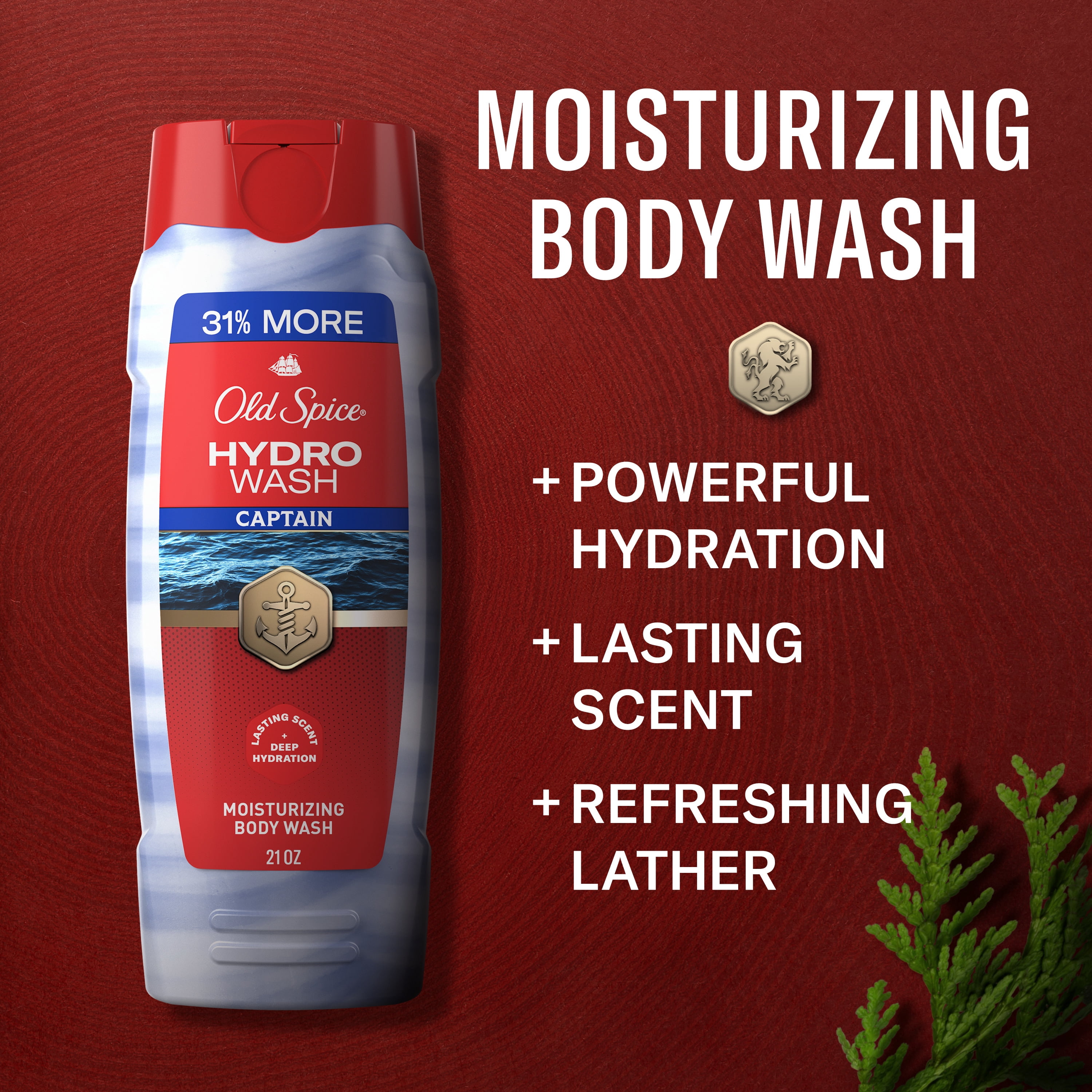 Old Spice Men's Body Wash Moisturizing Hydro Wash, Captain Scent, 21 oz