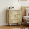 thumbnail image 2 of Commode Moderne à 3 Tiroirs pour Chambre, Commode Cannelée pour Garde-Robe, Chêne, 2 of 10