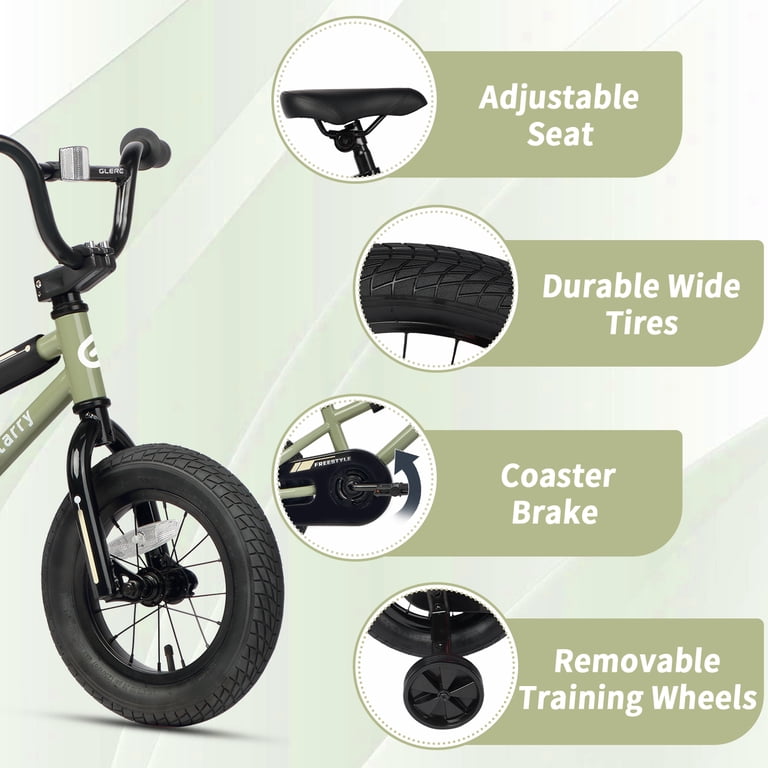 Glerc 12 inch Kids Bike for 1 2 3 4 Years Old Boys Girls Beiginner