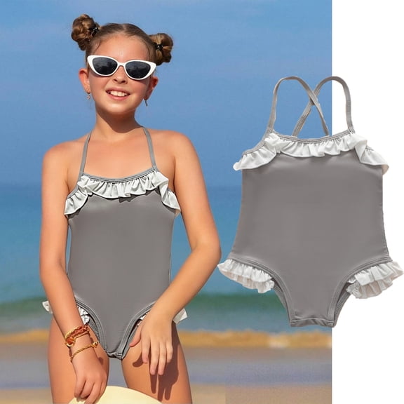 Kids Girl Swimsuit Red One Piece Swimsuit Girl Bathing Suit for 3-4 Years