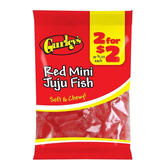 Gurley's Red Mini Ju Ju Fish Gummies, Sweet Berry-Flavored Chewy Treats (Pack of 12)