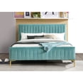 thumbnail image 4 of Omax Decor Julia Wood and Fabric Upholstered Queen Platform Bed in Turquoise, 4 of 4