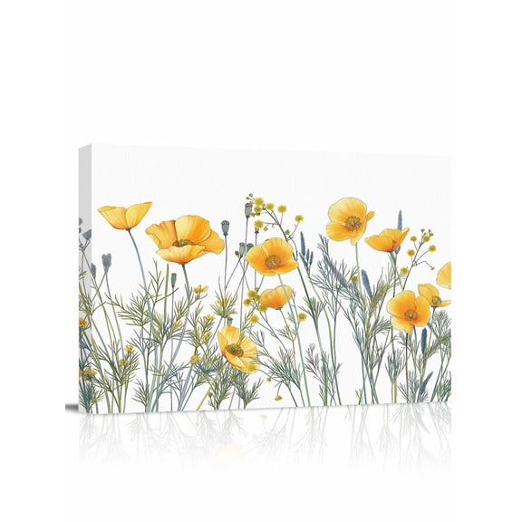 Yellow Spring Floral Wall Art for Living Room,Canvas Picture Wall Decor for Bathroom Bedroom,Watercolor Summer Botanical Painting Artwork for Office Kitchen Hallway Dining Room Home Decor 24"x32"