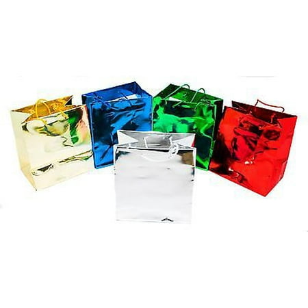 Novel Box™ Metallic Glossy Euro Tote Paper Gift Bag Bundle in Assorted Colors