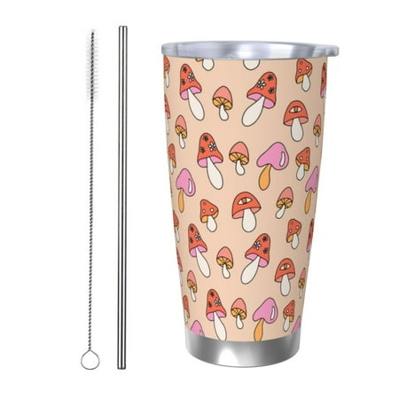 

Logiee 70s Mushroom Print 20OZ Car Cup with Lid Stainless Steel Vacuum Insulated Double Wall Travel Tumbler Durable Insulated Coffee Mug Thermal Cup with Straw-Straw Two-piece Set