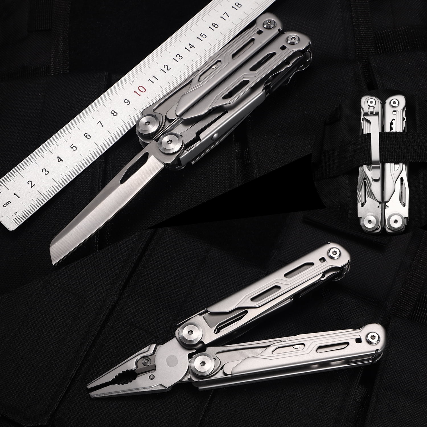 Maerd P6 Pocket Multitool with Foldable Self-Locking, 440A Stainless Steel Heavy Duty Multi tools, Outdoorsman Survival Camping EDC Multitools with Belt Clip