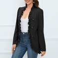 thumbnail image 1 of Women Halloween Costumes Gothic Jacket Coat Ladies Ruffled Open Button Jacket New Long-Sleeved Short Suit Solid Color Party Jacket, 1 of 5
