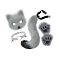 thumbnail image 1 of Conjunto de collar y Cola de animal Yinane Máscara de Halloween para decoración de fiesta de juegos de rol gris, 1 of 8