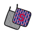 thumbnail image 2 of Carolines Treasures CJ1076-SPTHD Letter S Football Harvard Crimson and Yale Blue Pair of Pot Holders, 7.5HX7.5W,, 2 of 2