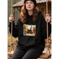 thumbnail image 2 of Stylish Black Cat Hoodie Colorful Oil Painting Graphic Pullover Sweatshirt for Men and Women Unisex Cat Lover Gift, 2 of 5