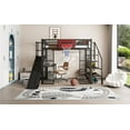 thumbnail image 6 of Full Size Metal Loft bed with Built-in Desk, Open Wardrobe, Basketball hoop, Slide and Staircase, Black, 6 of 18