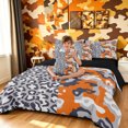 thumbnail image 3 of Manfei Minimalst Cheetah Camo Twin Bedding, Mid Century Animal Print Bedding Comforter Set, Gray Orange, Black Reversible, 7pcs, 3 of 6