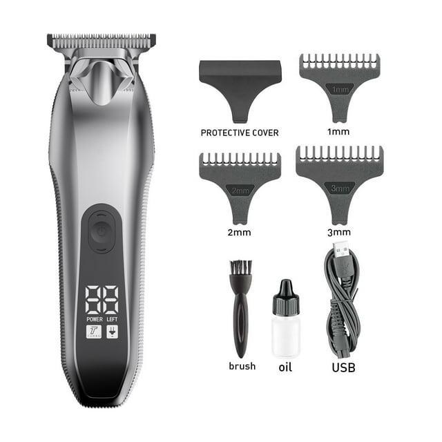 Cortadora de pelo eléctrica con pantalla digital, afeitadora inalámbrica, cortadora de pelo recargable eléctrica USB brillar Electrónica